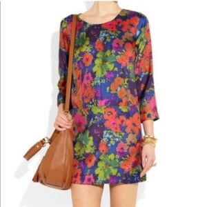 J Crew silk shift dress, Jules Ashbury , vibrant  floral, size 00,‎ EUC